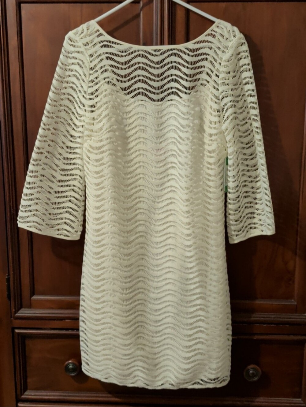 Lilly Pulitzer Topanga Dress Cameo White Wavy Knit Lace Size M NWT